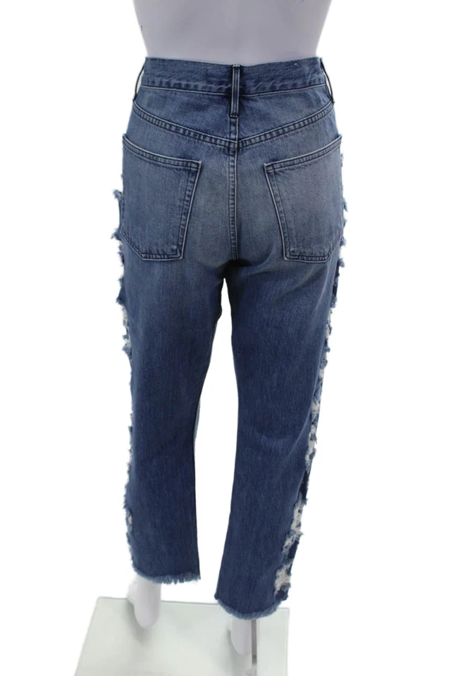 Pantalones de mezclilla 3x1 NYC para mujer cintura alta angustia cinco bolsillos botón mosca talla 27 Foto 3 de 4