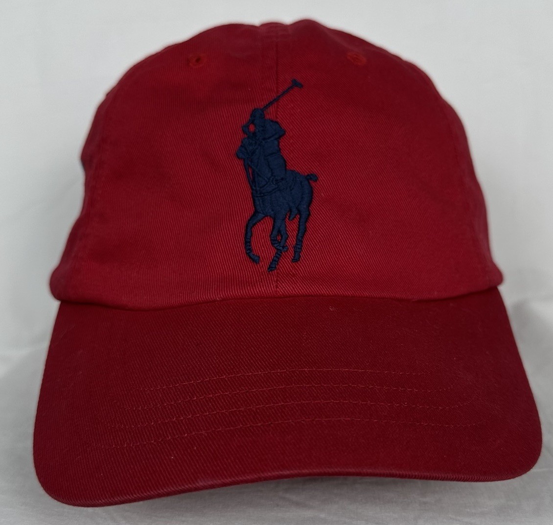 Polo Ralph Lauren Hat Red Big Pony #3 Strapback Adjustable Cap One Size