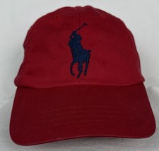 Polo Ralph Lauren Hat Red Big Pony 3 Strapback Adjustable Cap One Size
