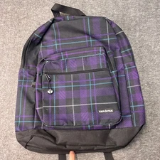 YakPak Purple Backpack Plaid School Book Bag Travel Casual Stylish