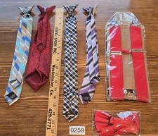 Boys Clip On Ties, Suspenders And Bowtie