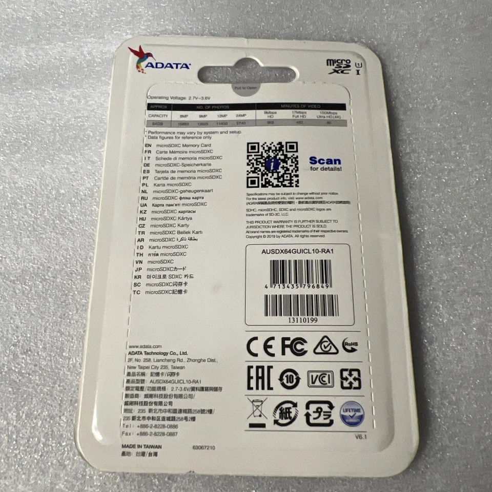 Tarjeta microSDXC ADATA Premier con adaptador UHS-I Clase 10 (AUSDX64GUICL10-RA1) Foto 2 de 2