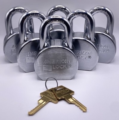 Lot of 6 American Lock 700 Series Padlocks Keyed Alike -New- 2 Keys - Commercial