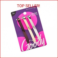 Goody Metal Hair Barrettes Clips - 3 Count, Assorted Colors - Slideproof and Loc