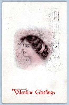 1912 VALENTINE GREETINGS BEAUTIFUL WOMAN to SEAFORD DE BLANCHE WILLIAMS POSTCARD