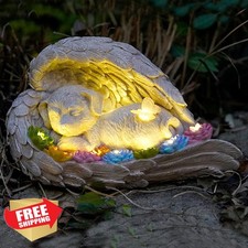 VKEVOC Dog Memorial Stone Solar Angel Garden Tombstone Commemoration