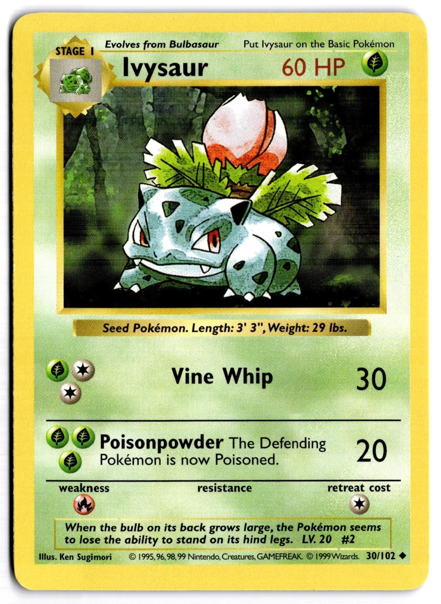 ポケモンカードゲーム lvysaur 1st edition shadow less Ivysaur 030/102 Base Set (Shadowless) for sale | eBay