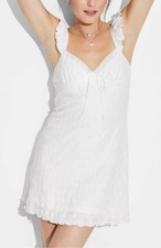 Wild Fable White Eyelet Mini Dress XS Ruffle Straps Stretch Sundress