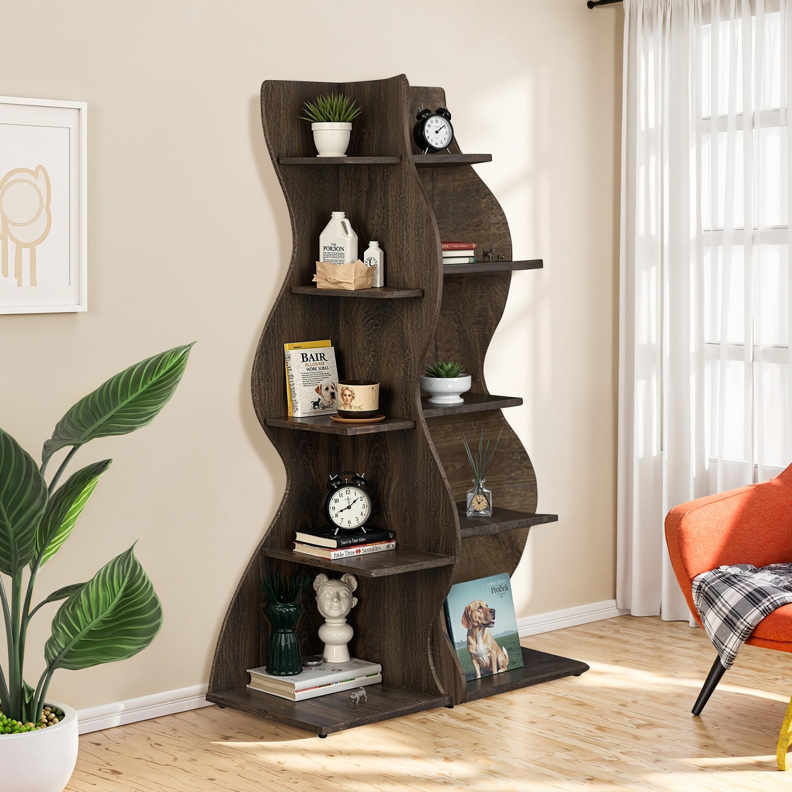 Corner Shelf Storage, 5-Tier Corner Wall Shelf, Modern Corner Shelves Stand B...