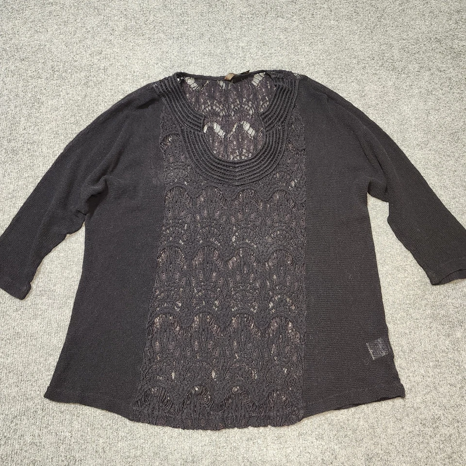 Top XCVI Mujer Pequeño Negro Crochet Encaje Transparente Boho Romántico  Foto 2 de 4