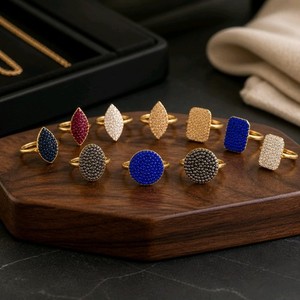 Authentic 22k gold plated,marcasite stone, size adjustable ring.