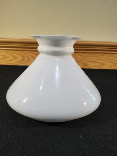Vintage GWTW White Milk Glass Oil Student Lamp Shade  6” Fitter Smooth Flat Top