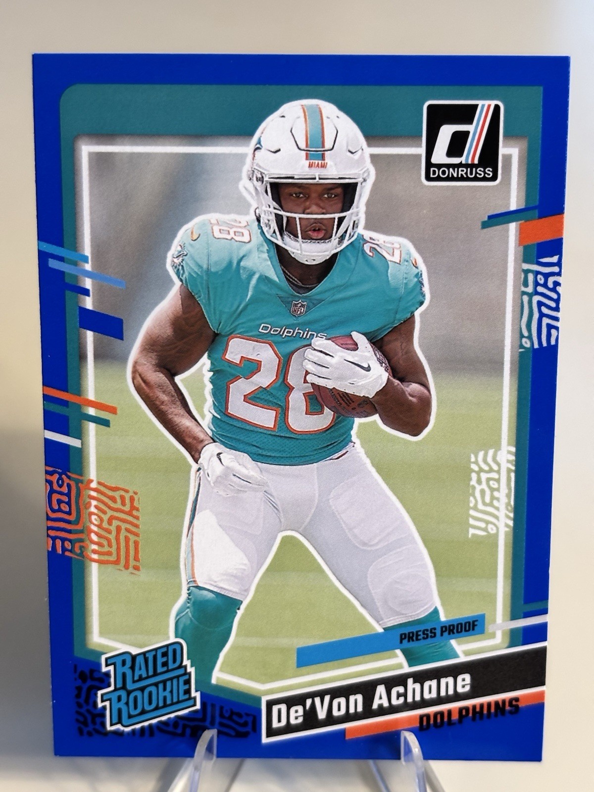 2023 Panini Donruss - Rated Rookie De'Von Achane #365 Press Proof Blue (RC)