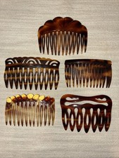 Lot Vintage Faux Tortoise Shell Side Comb Hair Accessories Made In France Swiss