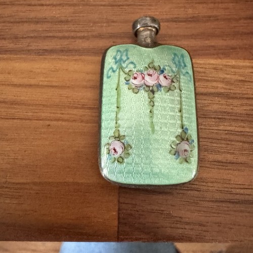 STUNNING! Antique STERLING ENAMEL GUILLOCHE Double Sided PERFUME BOTTLE