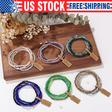 Colored Glass Beaded Bracelet Women's Retro Fashion Stacked Bracelet Jewelry
