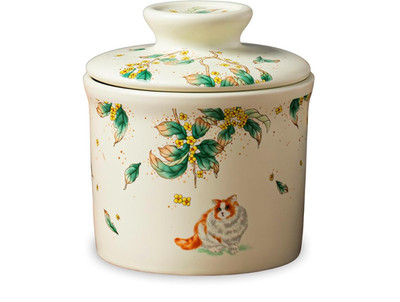 Pottery Butter Keeper Crock Ceramic Butter Dish with Water Line for Countertop