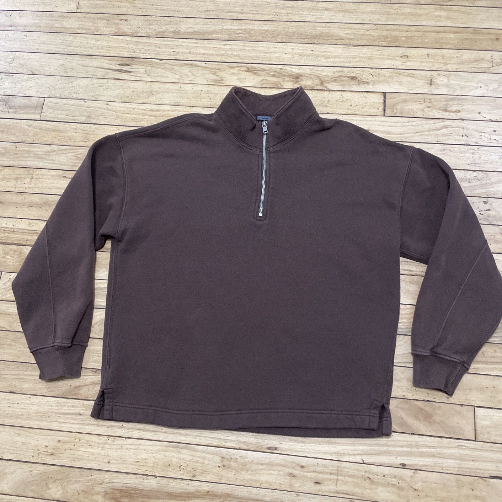 Abercrombie & Fitch 1/4 Zip Pullover Men S Oversized Brown Soft A&F Essentials thumbnail 13
