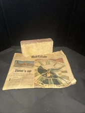 Stewart Warner Chicago Building Brick w/ Newspaper Story