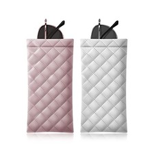 Squeeze Top Sunglass Pouch - Portable Sunglass Organizer Pouch Bags Pink-white