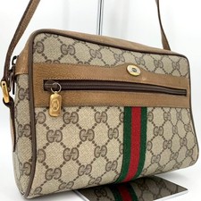 GUCCI Sherry Line GG Supreme PVC Leather Shoulder Bag Brown Vintage From Japan