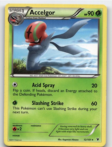 ACCELGOR 12/101 RARE NOBLE VICTORIES POKEMON MODERATELY PLAYED