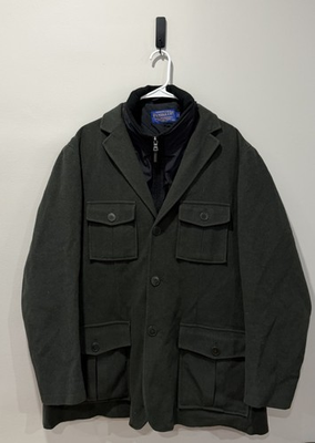 #ad #ad VTG Pendleton Size XL Green Wool Field Chore Hunting Jacket Pockets Shacket $99.99