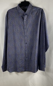 Bugatchi Men's Blue Geometric Dot Long Sleeve Classic Fit Button Down Shirt