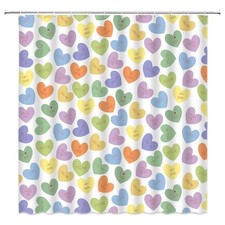 Valentine's Day Shower Curtain Hearts Love Romantic Couple 70"Wx70"H Colorful