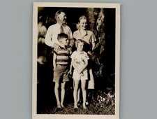 Antique 1940's Family Photo In The Garden - Black & White Photography Photos