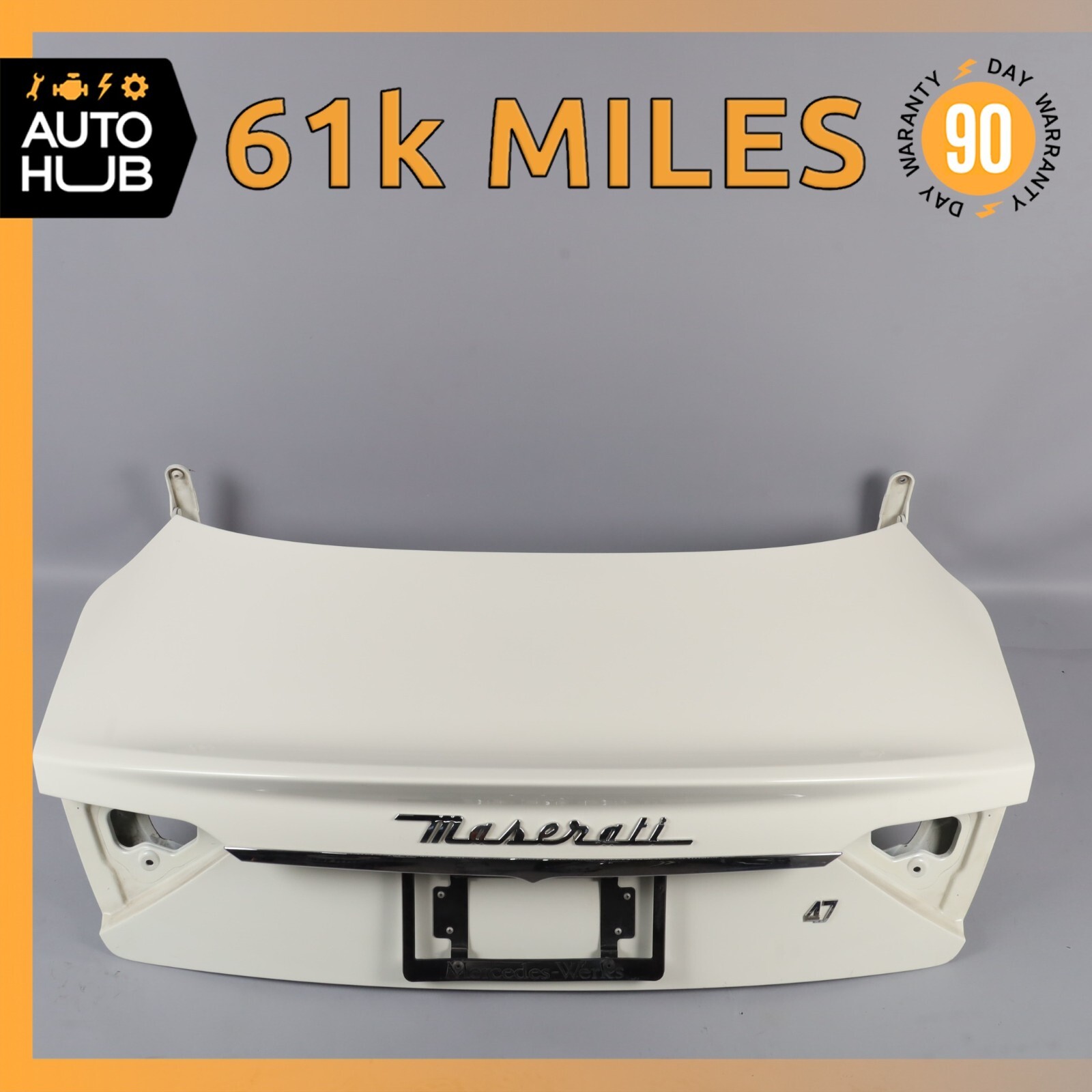 08-19 Maserati GranTurismo M145 Coupe Trunk Lid Panel Assembly White OEM 61k
