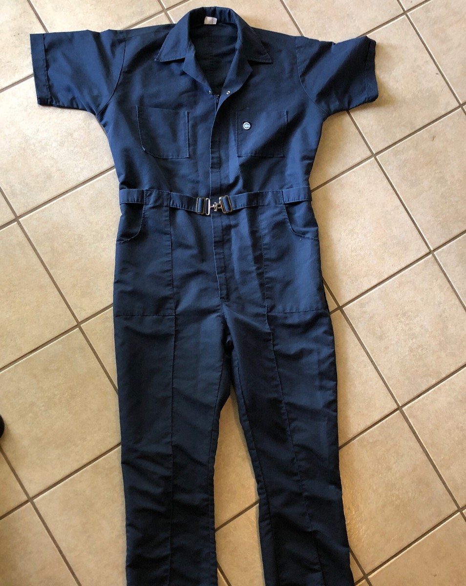 Vtg 70s Para suit Navy Blue 40R Jumpsuit Coverall Hipster SS Vtg 70s Para suit Navy Blue 40R Jumpsuit Coverall Hipster SS