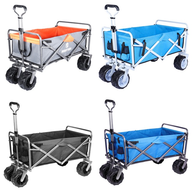 360° Faltbarer Bollerwagen mit Bremsen Faltbar Handwagen Klappbar Strandwagen 360° Faltbarer Bollerwagen mit Bremsen Faltbar Handwagen Klappbar Strandwagen