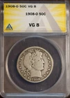 1908-O 50c Barber Half-dollar VG-8 ANACS # 7472030 New Holder + Bonus