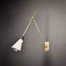 PAIR SCICCOSO Adjustable Brass Wall Light Mid-Century White and Brass Wall Lamp