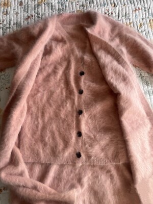 Angora Wool Sweater Blended Fluffy Fuzzy Soft Cardigan Vest Set