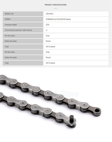 Cadena de bicicleta Shimano HG53 9 velocidades CN-HG53 súper estrecha 112L HG 9v - Imagen 7 de 8