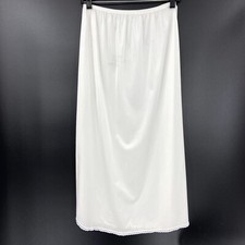 Vintage Vanity Fair Womens Long Skirt Slip Lace Trim White 32" Made in USA Sz M