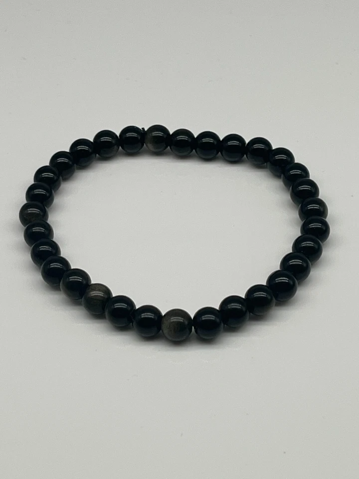 Obsidiana Pulsera de Oro 6-14mm Gema Piedra Curativa Natural Esoterismo Chakra - Imagen 2 de 4
