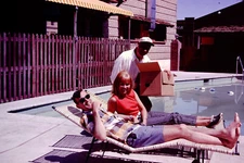 May 1967 Hot Couple By Pool Man Woman Color Transparency Slide Ref P-B