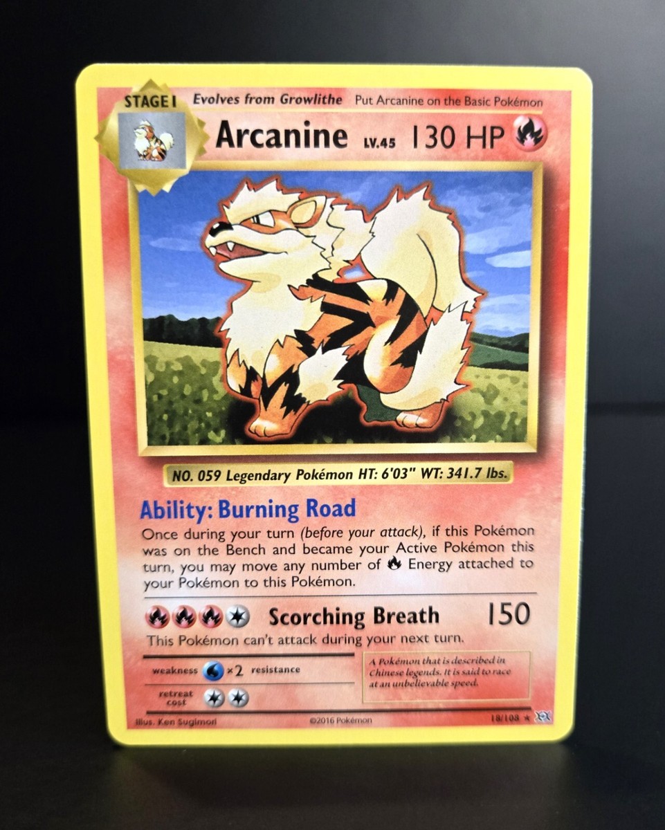 Pokémon TCG - ARCANINE - 18/108 - Rare - XY Evolutions (2016) - NM