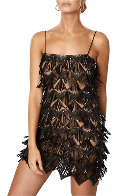 Winona Verve Dress Size 12 Black Sequinned BNWT P$299