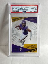 2020 Panini Chronicles Justin Jefferson Rookie Clear Vision Vikings PSA 10 Pop21