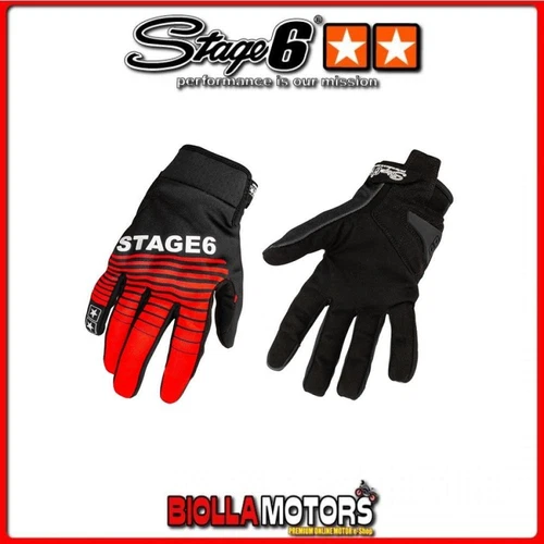 S6-0864/L MOTORRADHANDSCHUHE STAGE6 STREET PURE ROT / SCHWARZ