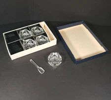 Vintage Open Salts 1.75" Glass Czechoslovakia Set of 5 Original Box & Spoons