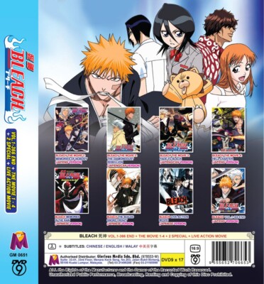 ANIME BLEACH 死神 VOL.1-366 END +THE MOVIE 1-4 + 2 SPECIAL+LIVE