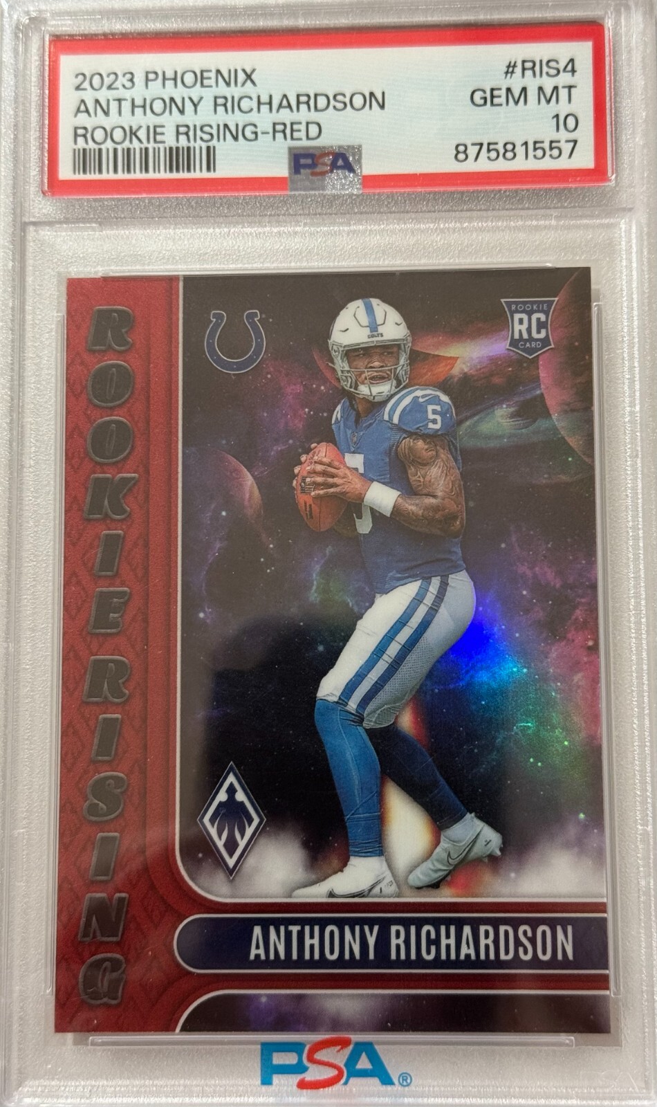 🔥 Anthony Richardson Rookie Card 2023 Phoenix Rookie Rising-Red /199 PSA 10 🔥