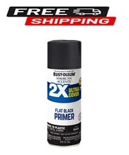 Black Primer, Rust-Oleum American Accents 2X Ultra Cover Flat Spray Paint- 12 oz