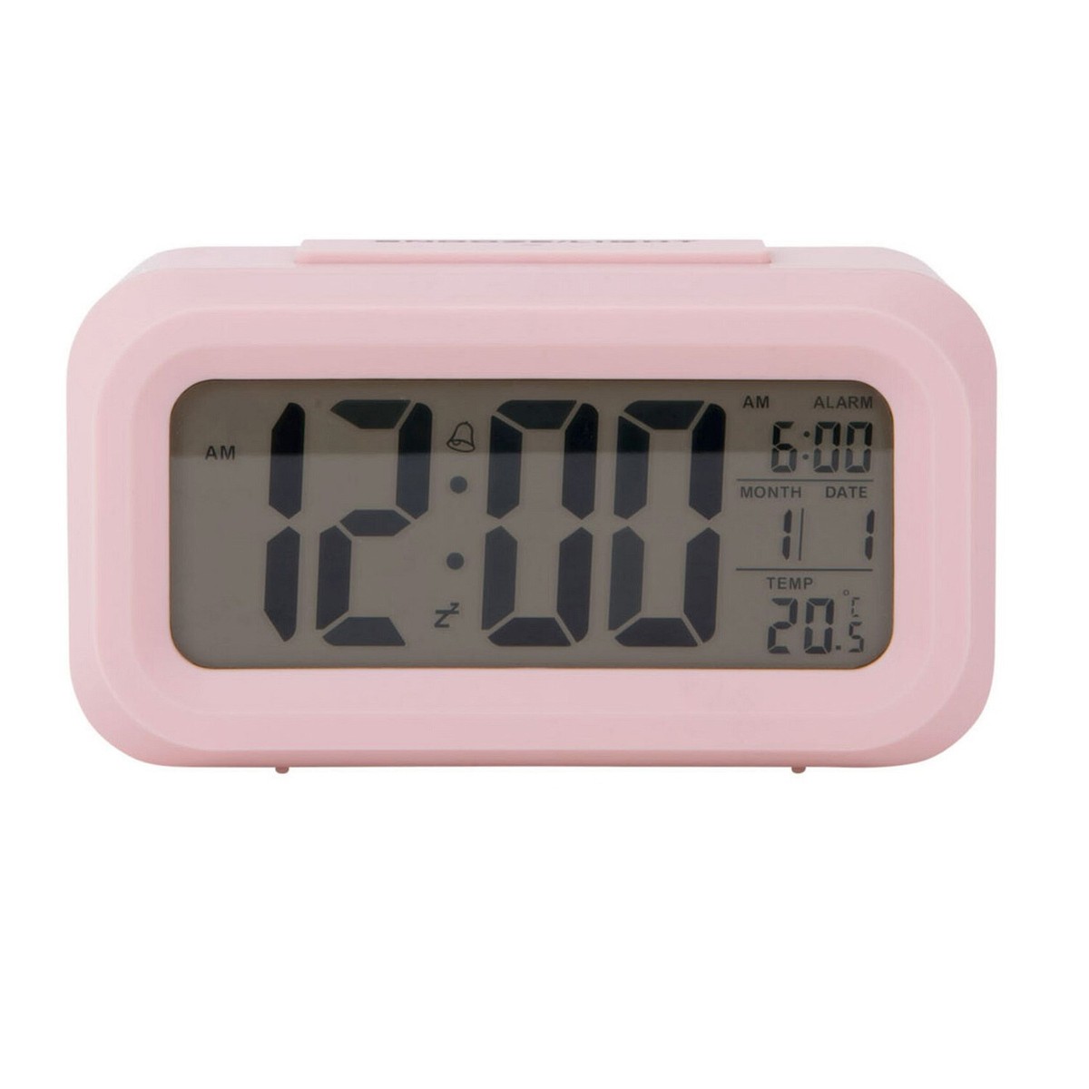 Digitaler Wecker Mit Hintergrundbeleuchtung - LCD Display, Datum, Temperatur, 12/24h (Rosa)