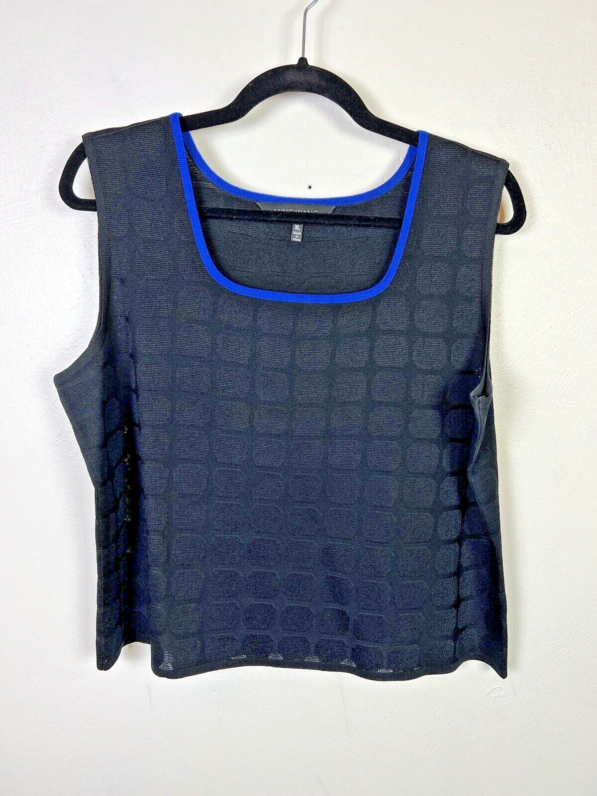 MING WANG Black Square Geometric Pattern Stretch … - image 1